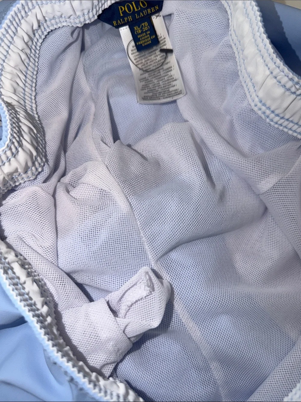 Polo by Ralph Lauren Powder Blue Elastic Waist Swim Trunks